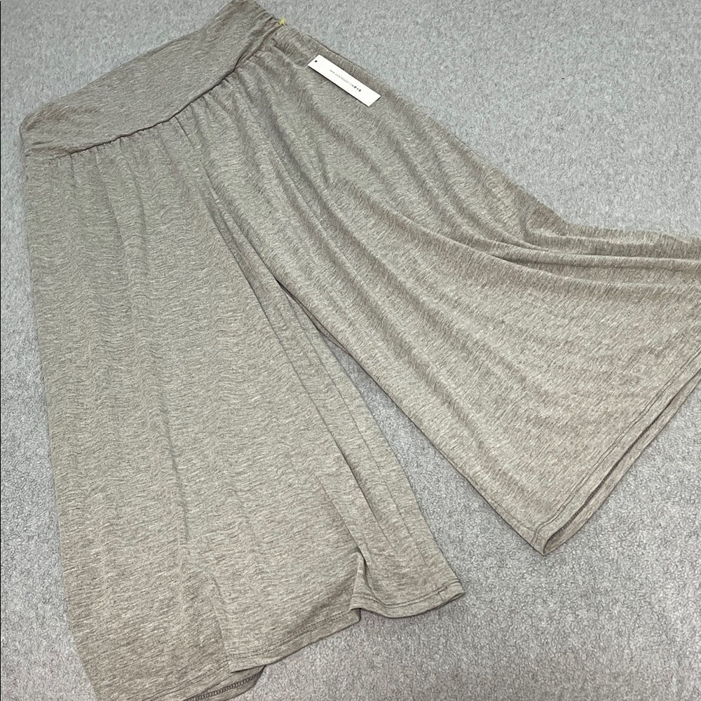 Joe B Wide Leg Cropped Pants Large Stretchy Jersey Knit Lounge Pullup Athleisure